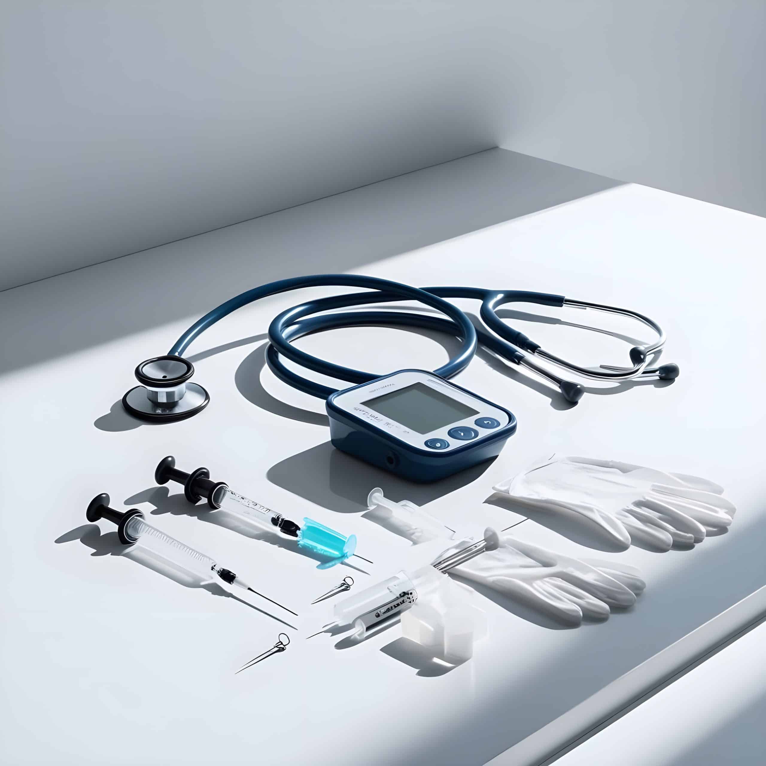medical-device-with-blue-needle-stethoscope-it