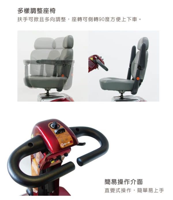【必翔】TE-889SLC 電動代步車 (C型把手款)：圖片 6